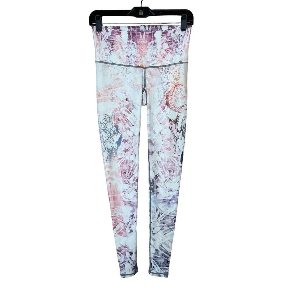 RARE Niyama Sol The Healer Print Endless Legging M Womens White Hot Yoga J LO